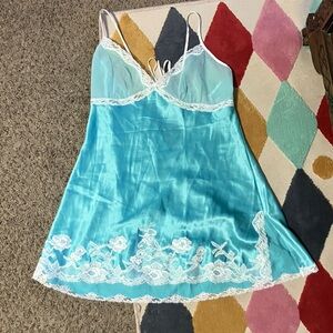 Victoria Secret Silk light blue lace Nightie Slip large